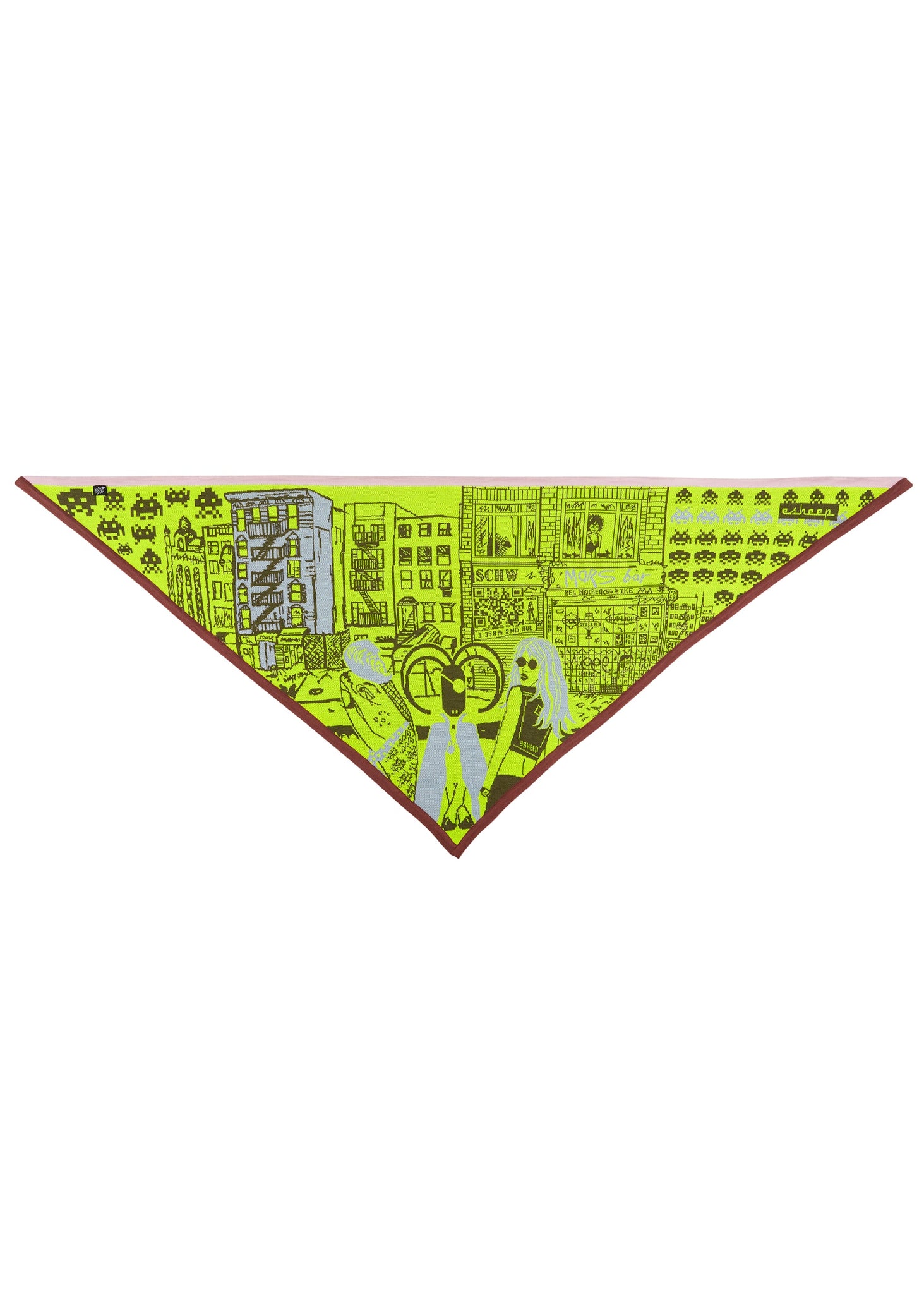 STUDDED ‘MARS BAR - COMIC SCARF’ OVERSIZED TRIANGLE SCARF